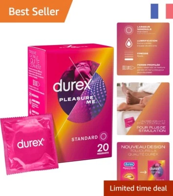 Durex PLEASURE ME - Préservatifs perlés et nervurés, 20 Unités, Confort Maximal