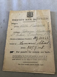 Rare British Issued Identity Book No 328666 Dated 1918 G021 - Picture 1 of 12