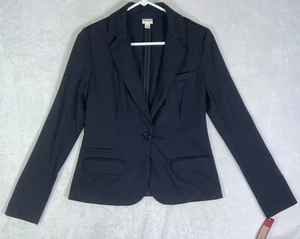 NEW Merona Womens Sz Small Black Ebony Blazer Jacket 2 Button Cotton S NWT - Picture 1 of 12