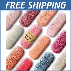 Soft Cotton Blend Yarn - 12 Skeins, Machine Washable Feminine Blush Color - Picture 1 of 8