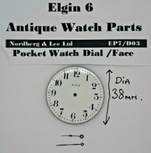Reloj de bolsillo Elgin 6 1889 esfera/pies faciales posición 13.8/36.2/56.2 EP7/D03 - Imagen 1 de 2