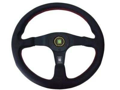 Rare Nardi Torino Style Black Leather Red Stitch Sport Steering Wheel 350mm - Image 1 of 4