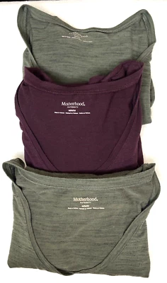 Set Of 3 Motherhood Maternity Long Slve V neck tee shirts, Sz M, 2Green,  1 wine - Image 1 of 4