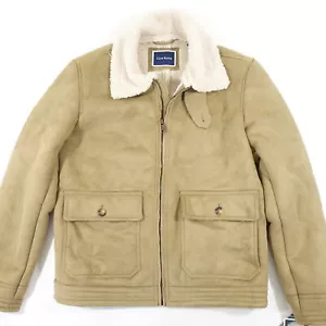 CLUB ROOM TAN BEIGE MEDIUM FAUX SHEEP SKIN SHEARLING SHERPA JACKET MENS NWT NEW - Picture 1 of 11