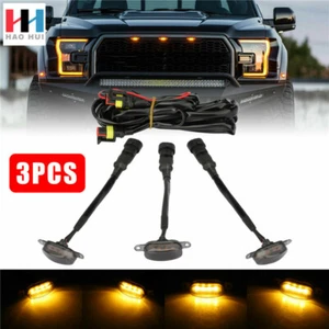 3X Raptor Style Smoked Lens Amber LED Front Grille Running Lights For Ford F150 - Picture 1 of 7