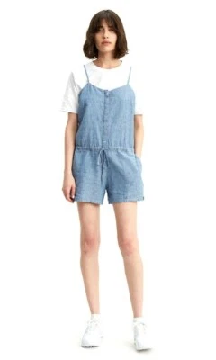 Pantalones Cortos Levis Mujer Ámbar Lavado a Piedra Azul Cambray Algodón Denim Talla Grande Foto 1 de 4