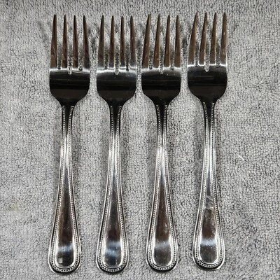 Juego de 4 tenedores de ensalada Gibson de acero inoxidable con cuentas Foto 1 de 4
