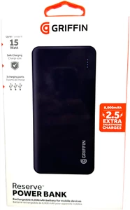 8,000mAh Universal Griffin Reserve Power bank Black GP-182 Fast 15W - Zdjęcie 1 z 1