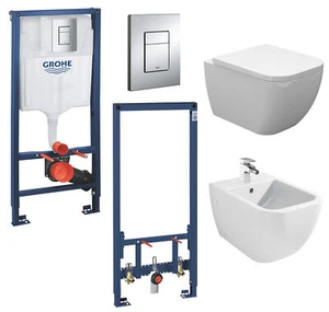 vanvilla Hänge WC spülrandlos SoftClose Bidet Tara mit Grohe Vorwandelement SET - Bild 1 von 9