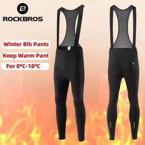 ROCKBROS Unisex Winter Bib Pants MTB Road Riding Fleece Long Trousers Stay warm - Picture 1 of 19
