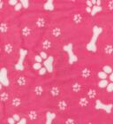 Bedruckt Polarfleece Stoff - Hund Pfoten & Knochen Pink