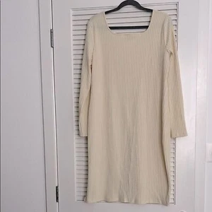 Ribbed women's midi beige dress Sz XL - Picture 1 of 7