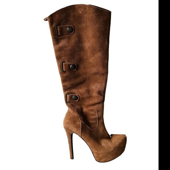 Botas de Cuero con Tacón Bakers 7M Marrón Caramelo Cremallera Lateral Puntera Punta Sin Desmordimientos Foto 1 de 4