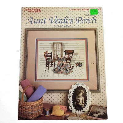 Vintage 1986 Leisure Arts Aunt Verdi's Porch Counted Cross Stitch Leaflet 448 - Image 1 of 4
