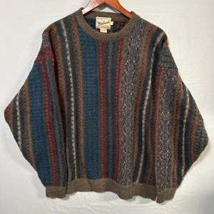 Vintage Woolrich Hand Framed Wool Sweater Men’s Size L Multicolor Striped - Picture 1 of 6