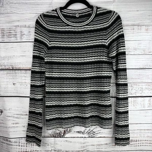 Margaret O'Leary Heather Grey Black White Crew Neck 100% Cotton Sweater Size XS - Picture 1 of 9