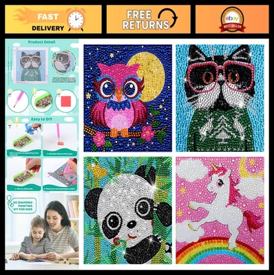 Kits de pintura de diamantes 5D de 4 piezas para niños y principiantes - Juego de manualidades artísticas hágalo usted mismo, marco en Foto 1 de 4