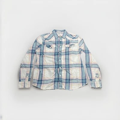 WRANGLER Western Cowboy Shirt Plaid Sawtooth Pockets White Button Snap Medium M - Image 1 of 4