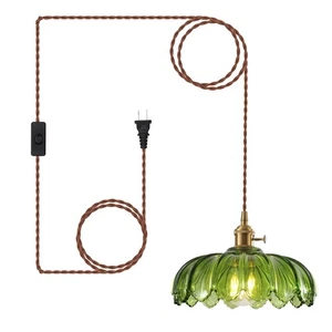 Lampade a sospensione plug in, luci a sospensione in vetro con cavo plug in, spina vintage... - Foto 1 di 7