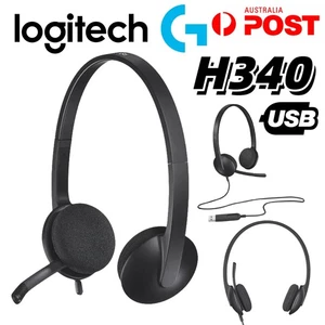 LOGITECH Wired Headset H340 USB Headphones Noise Cancelling Stereo Microphone AU - Picture 1 of 11
