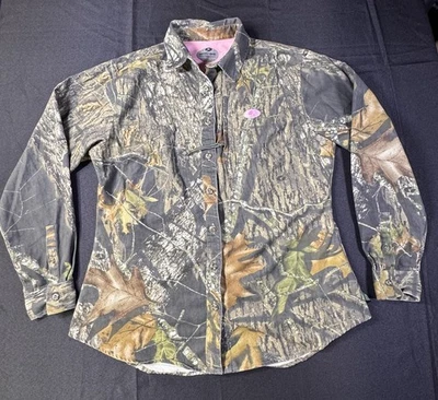 Women's Mossy Oak Camo Long Sleeve Shirt - M (8-10) Hunting Outdoor Pink - Image 1 of 4