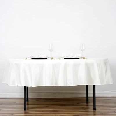 10 IVORY CREAM 90" ROUND POLYESTER TABLECLOTHS Wholesale Tabletop Decorations - Image 1 of 4