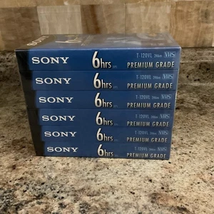 Sony Premium Grade VHS TAPES T-120VL 6 Hrs. Pack Of 6 - New Sealed - Picture 1 of 5