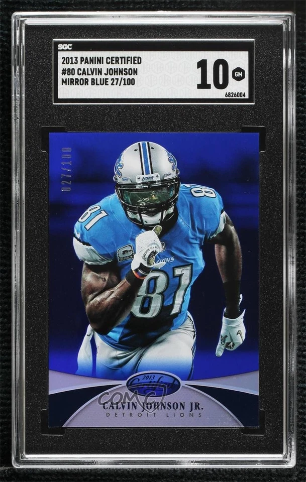 2013 Certified Mirror Blue /100 Calvin Johnson Jr #80 SGC 10 GEM HOF - Image 1 of 2