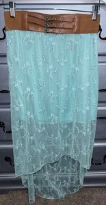 no boundaries High Low Teal Colored Lace Skirt Size Large 11-13 - Picture 1 of 3