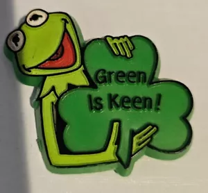 Kermit der Frosch grün ist scharf Kleeblatt St. Pat Anstecknadel 1980 Henson Punze - Bild 1 von 5