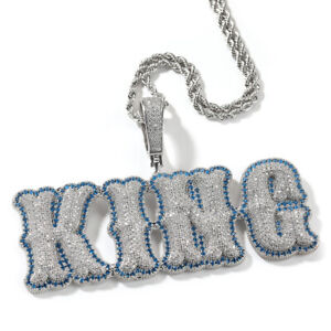 Hip Hop A-Z Custom Bone Letters Pendant Necklace Colorful Zircon Men Women Gifts