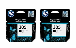 2 HP 305 Black Ink Cartridges for HP Deskjet 2700 Envy printer 6032e 3YM61AE - Picture 1 of 1