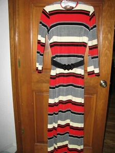 Vintage TONI TODD Damen Gr.10 gestreiftes Velour langes Kleid 70er TOP - Bild 1 von 7