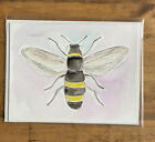 Bee Bumblebee Greeting Card Handpainted Watercolor Ooak Birthday Fun