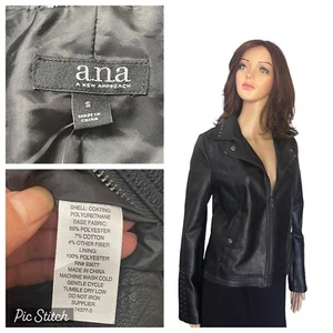 New Ana a new aprobach black leather jacket size small  - Picture 1 of 12