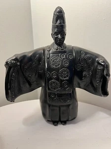 Vintage OKINA NOH PUPPE Kabuki Tänzerin Metallstatue 1950er Jahre JAPAN 12" - Bild 1 von 7