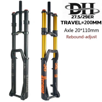 New MTB DH Bike Air Fork Mountain Bike Suspension Forks 110x20/110X15mmThru Axle - Image 1 of 4