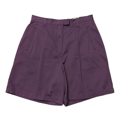 复古 90 年代高腰打褶斜纹短裤 10 码 (26x6.5) 紫色学院风全新带标签 — 第 1/4 张图片
