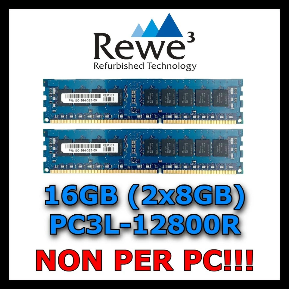 Kit RAM 16GB (2x8GB) PC3L-12800R Hynix DDR3-1600MHz Registered ( Non Per PC! ) - Immagine 1 di 1