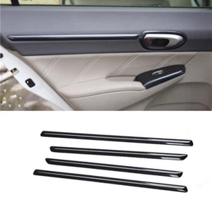 Fit For Honda Civic 8th 2006-2011 Carbon Fiber Inner Door Panel Trim Cover Strip - Picture 1 of 4
