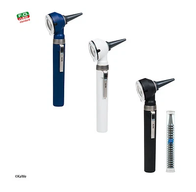KaWe Otoskop Piccolight F.O. LED mit Ohrtrichter schwarz / blau / grau mit Etui - Bild 1 von 2