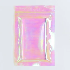 100 rosa schillernde klare flache PET Kunststoff Lebensmittel Aufbewahrung Beutel mit Reißkerbe - Bild 1 von 11