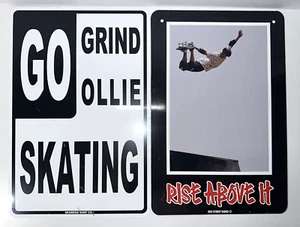 Lot Of 2 - Skating Metal Tin Skateboard Sign Seaweed Surf Co 18" x 12" - Picture 1 of 4