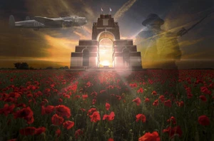 Lancaster, Poppy Fields, Remembrance impresión en lona varios tamaños envío gratuito - Imagen 1 de 2