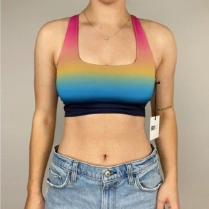 BEACH RIOT Sport Katya Top in Ocean Sunset Ombré Crop Bra Gym Yoga Workout - Picture 1 of 7