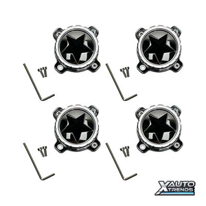 4 x MSA Offroad Wheel Center Cap Chrome W/ Gloss Black Star MSACAP3-C-GB - Picture 1 of 3