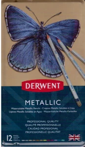 Derwent Metallic Professional Quality Watersoluble 12-piece pencils NEW GENUINE - Picture 1 of 1