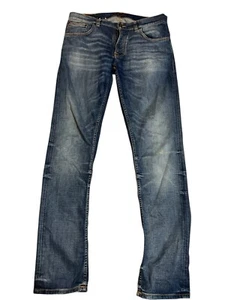 Nudie Jeans Mens 34x32 Grim Tim Organic Cotton Button Fly Jeans Worn In Broken - Picture 1 of 6