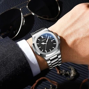 Reloj Para Hombre Resistente Al Agua Acero Inoxidable Hora Mundial Plata - Picture 1 of 24