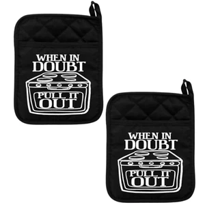 Funny Pot Holders Pocket Heat Resistant Hot Pad Oven Mitts Kitchen Black Decor - Picture 1 of 3
